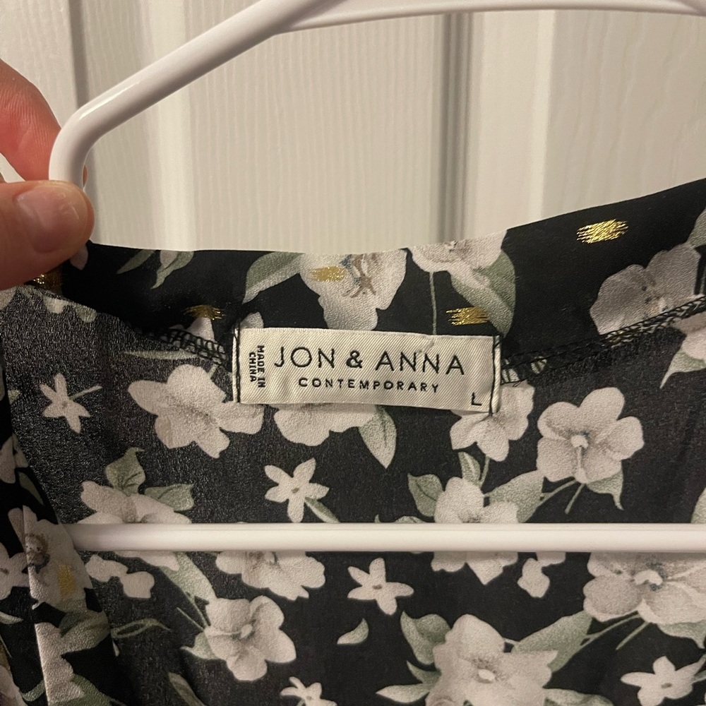Jon & Anna Black Floral Tie-Neck Ruffle Sleeve Tank Top - Picture 3 of 5